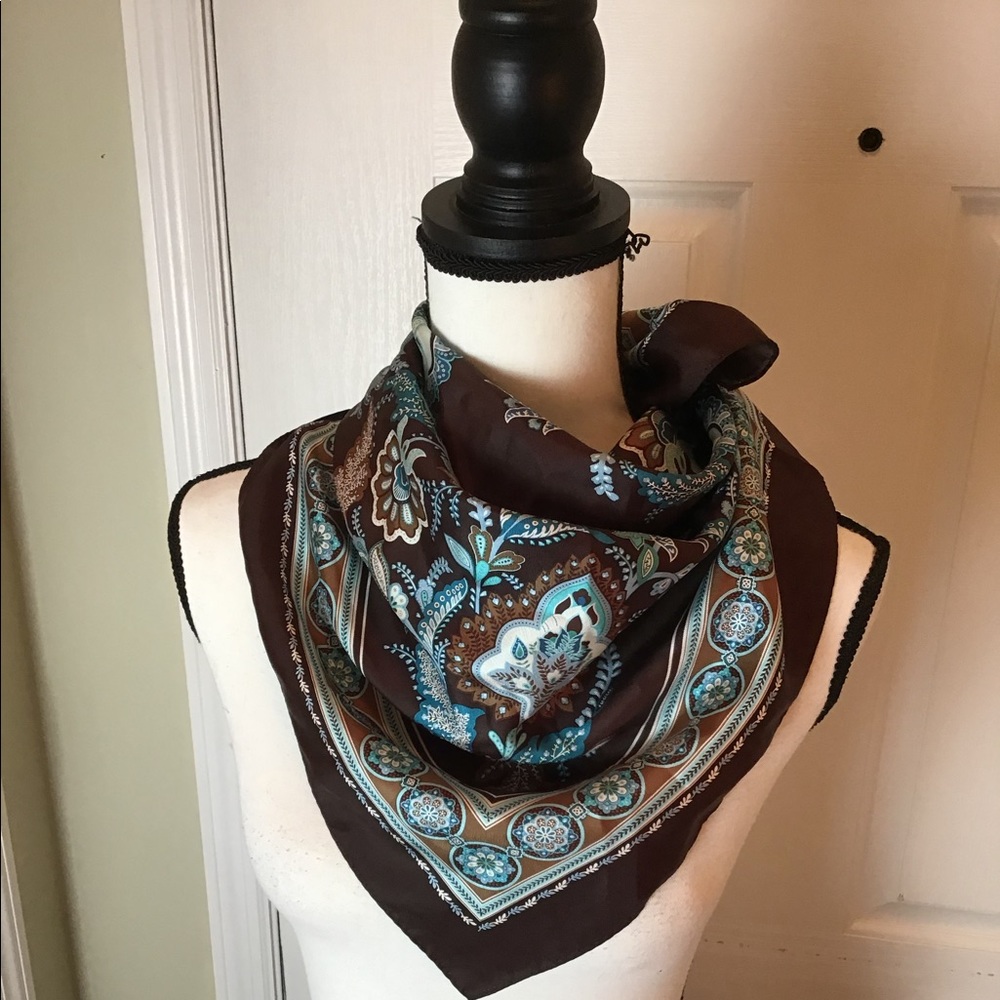 Brown and teal scarf